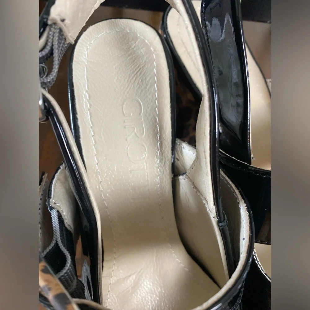 BLOCK HEEL CLASSIC SHOES 30863 Custom heels Black Patent Leather and Suede 7/38